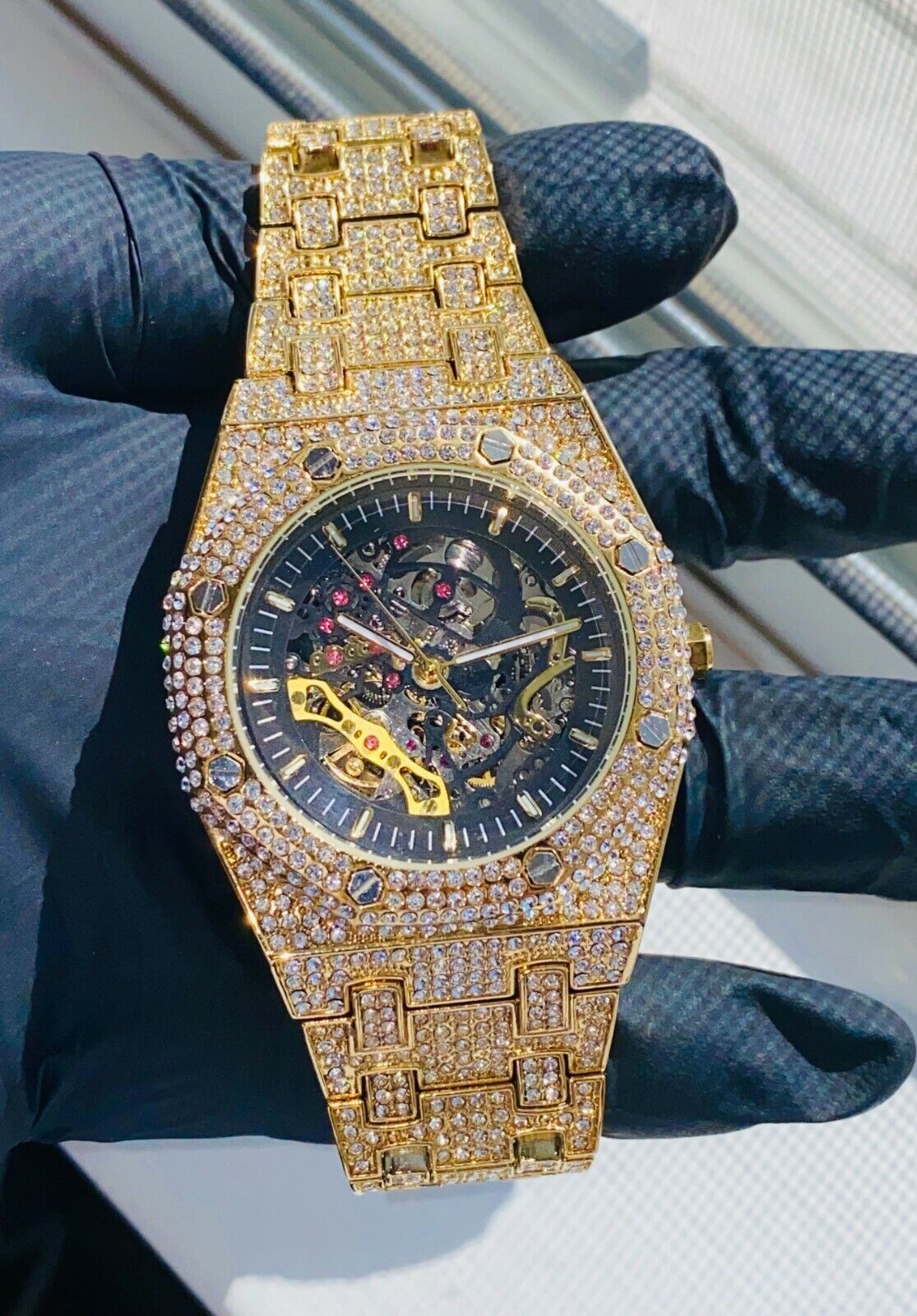 Iced out hot sale octagon watch