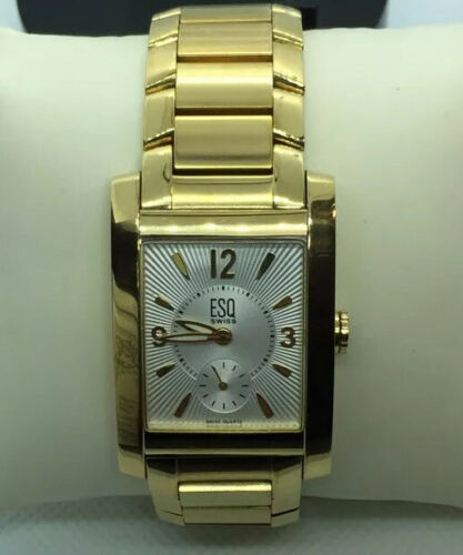 ESQ Men s Swiss E5342 Rectangular White Dial Gold Tone Water Resistant 27x38 WatchCharts Marketplace