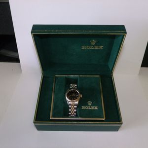 Ladies Rolex Datejust 6917 Automatic Watch Black Buckley Dial 18K