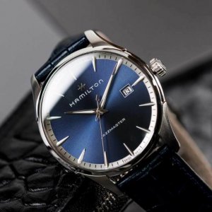 BRAND NEW* Hamilton Men's JAZZMASTER Blue Dial Blue Leather Watch 