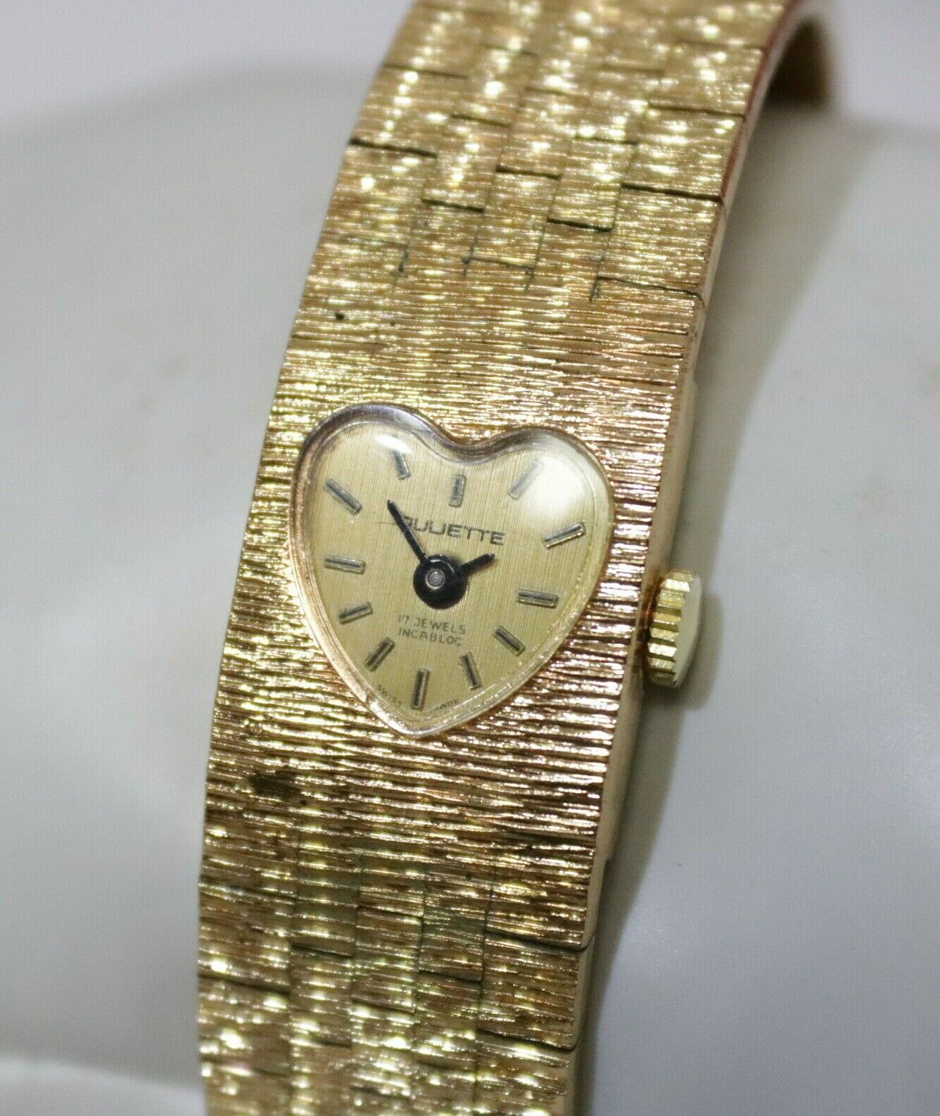 Vintage Juliette 17 Jewels Incabloc Ladies Heart Watch Self