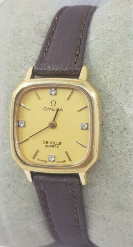 Omega De Ville Ladies Quartz Gold Plated Diamond Swiss Watch Cal