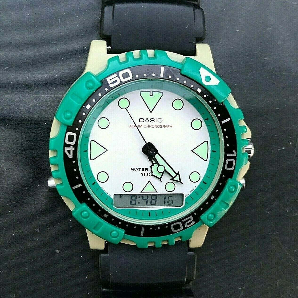 Rare CASIO AQ-110 (740) 45mm Analog / Digital wristwatch Korea C - New  Battery | WatchCharts