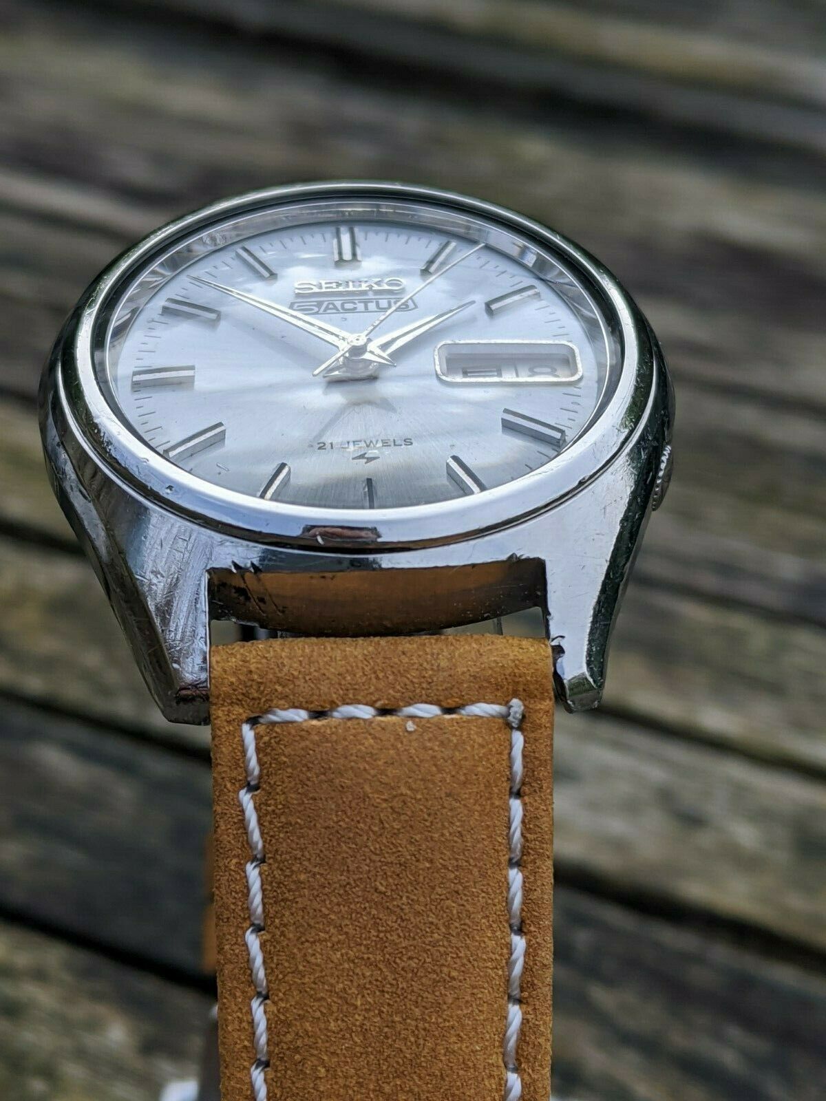 Seiko 7019-7060 5 Actus Silver-Mauve dial Kanji - Excellent 