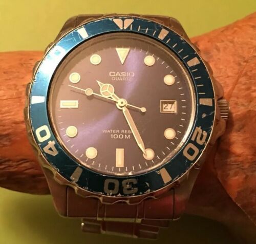 Casio Submariner Type Diver Watch. MTD 1037. Runs. New Batt. Blue Bezel And Dial WatchCharts Marketplace