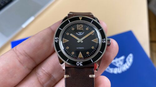 Vintage Squale Waltham Blancpain MC4 Bathyscaphe Dive Watch w Box