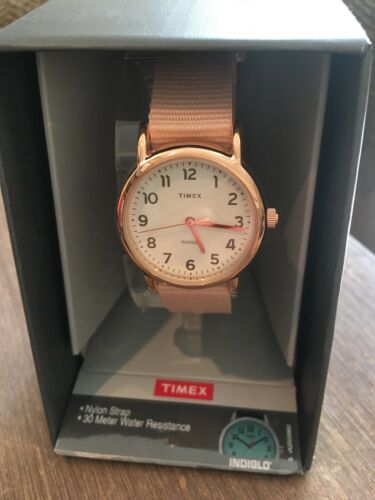 timex weekender rose gold