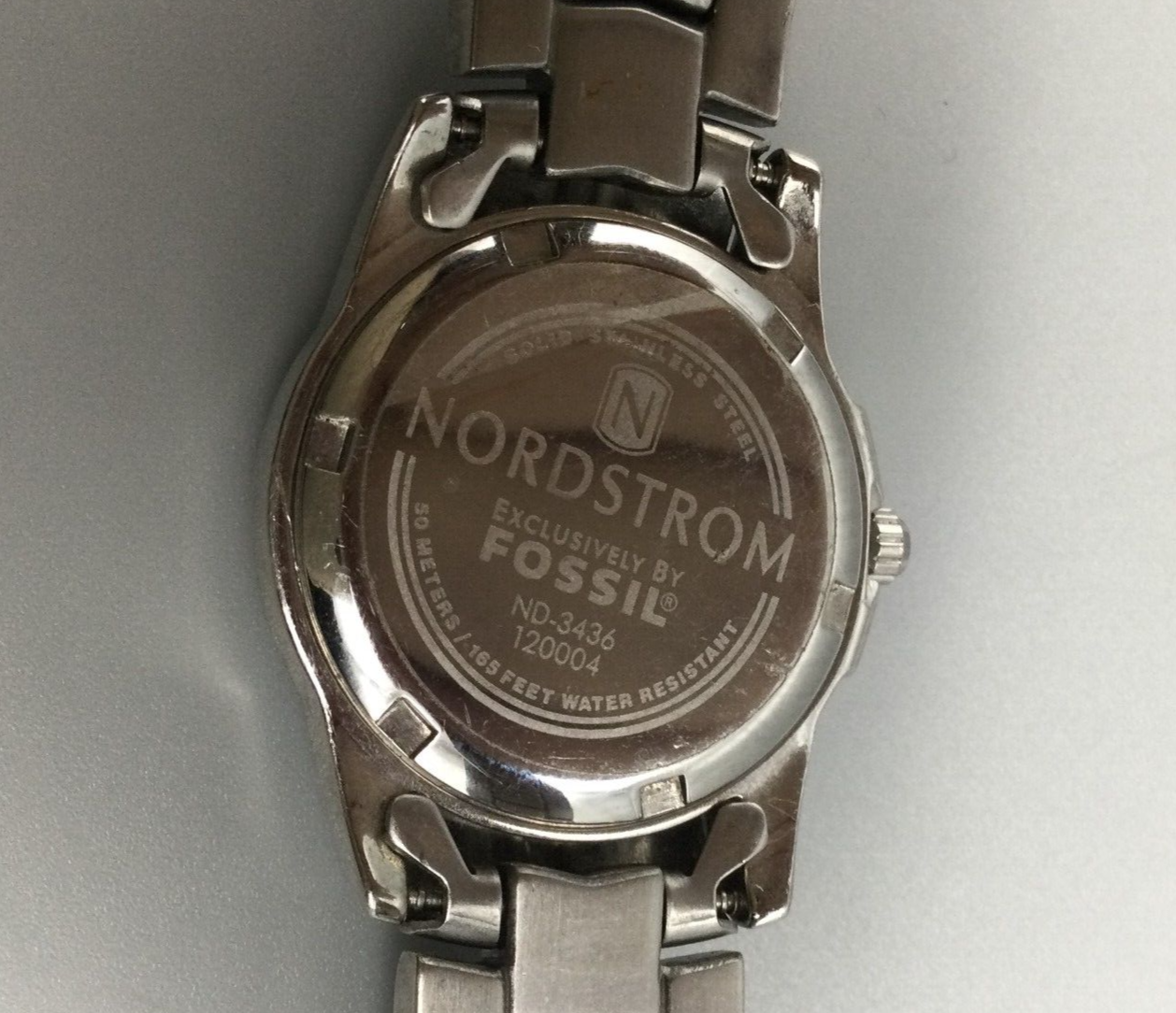 Fossil Nordstrom Watch Women Silver Tone Black Dial Date New