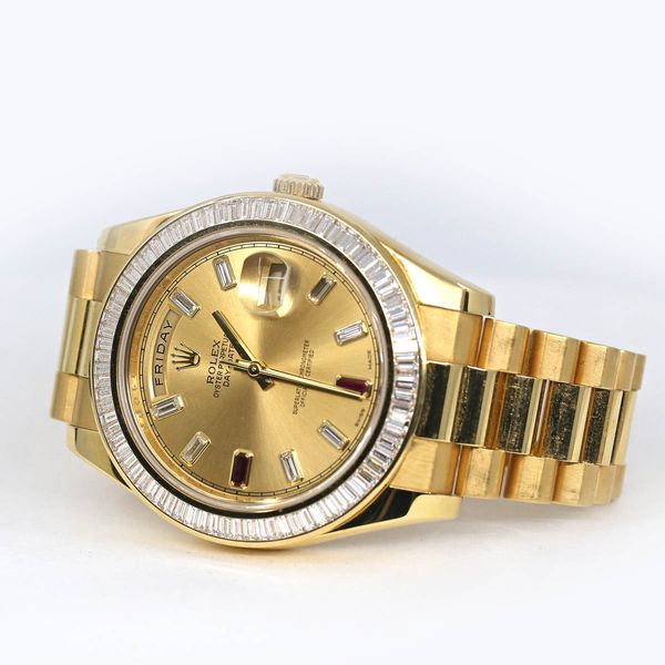 FS Rolex Daydate II Yellow Gold President 218398 BR Diamond Bazel Watch WatchCharts