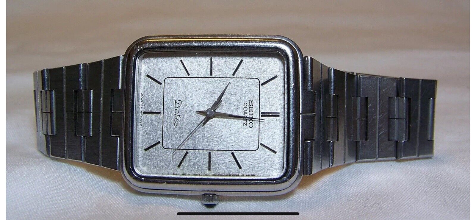 Vintage Seiko Dolce Silver Tank W/ Original Band