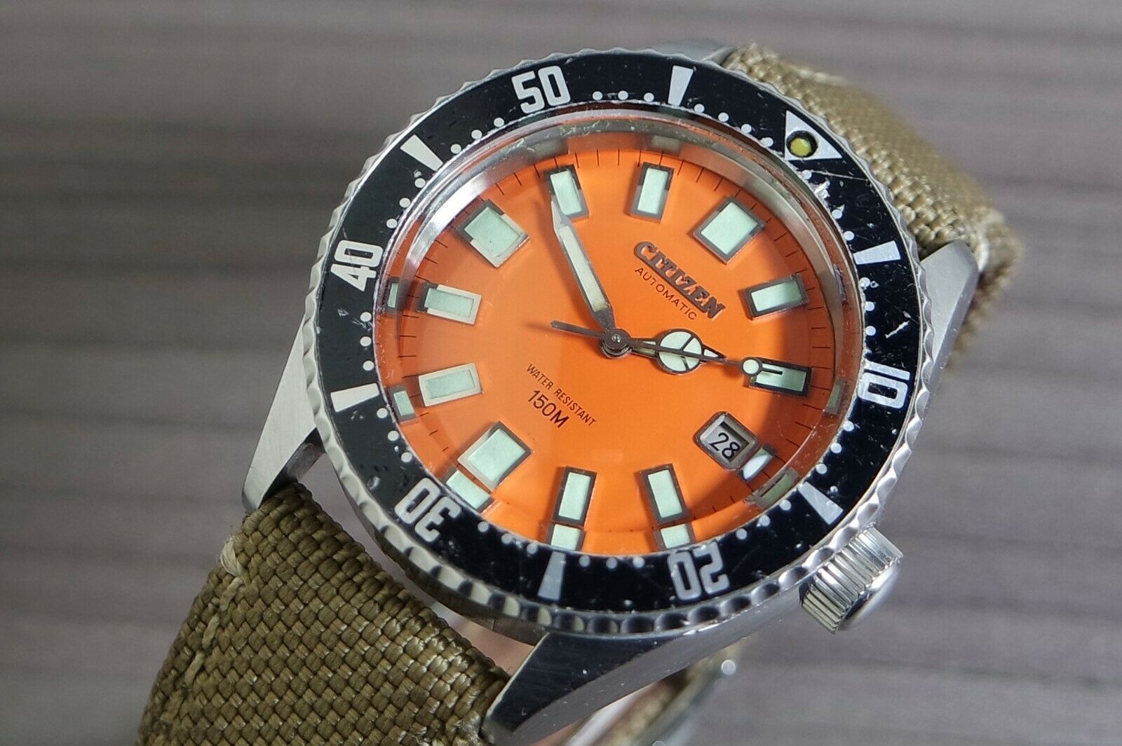 Vintage on sale Automatic 1972 Citizen Mens Watch with Orange Strap!