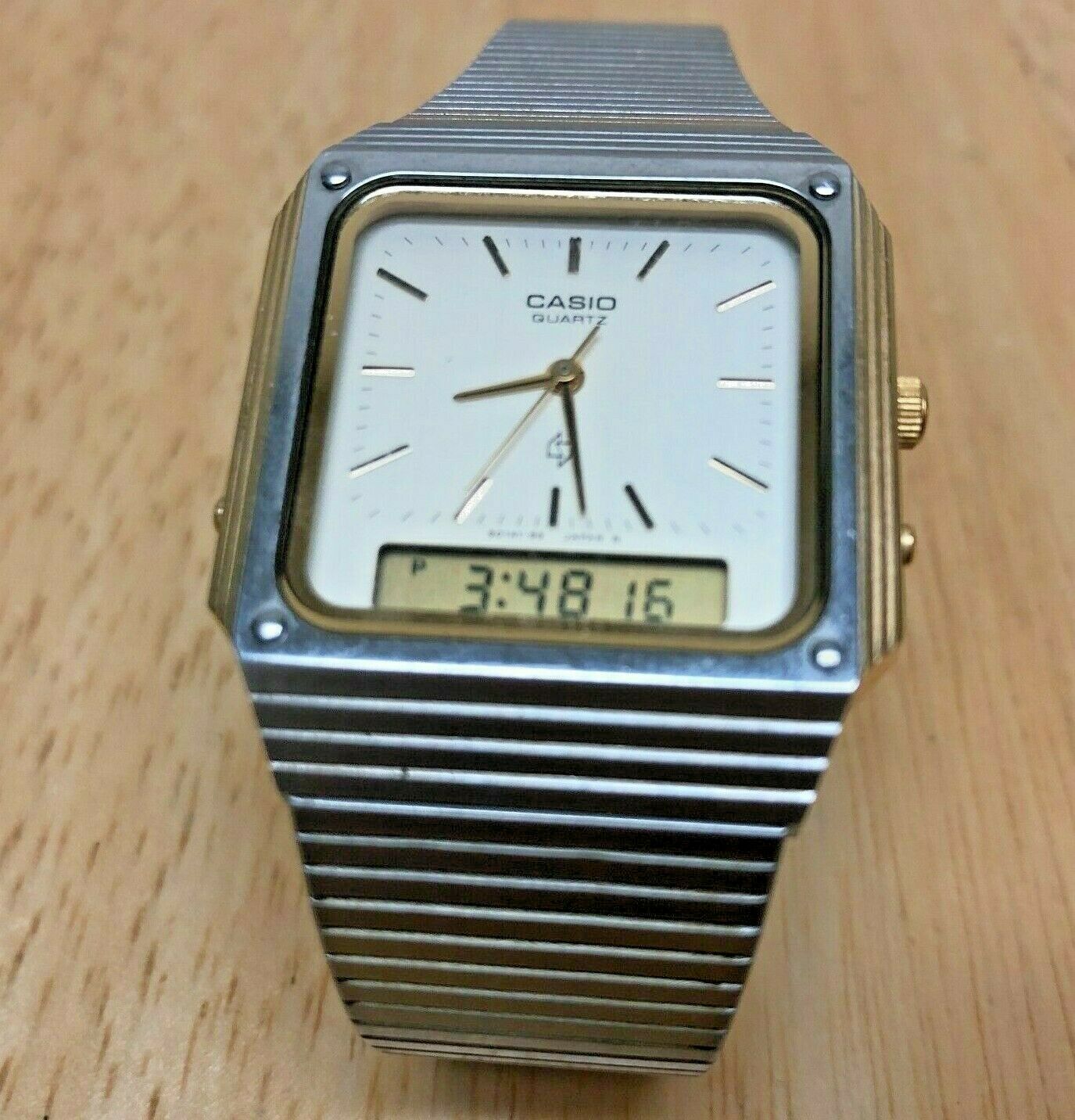 時計 CASIO AQ-500 Vintage Casio AQ-500 Module 305 Men Analog Digital Chrono Watch