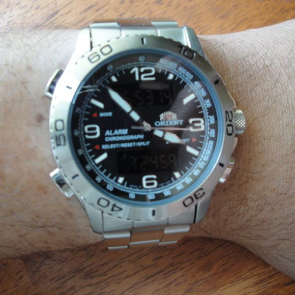 SOLD: $85 Orient Ana-Dig CVZ00001B Gray Dial - Inspired by Breitling ...