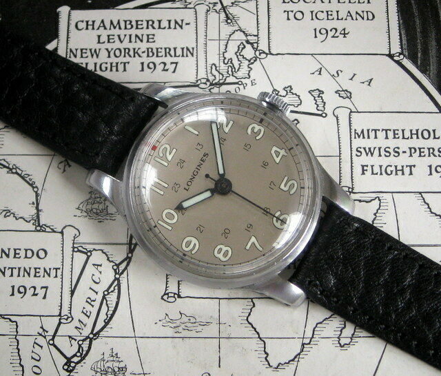 Mens 1944 Longines WWII Military 24 Hour Dial S S 12L Cal. Vintage