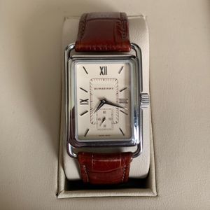 BURBERRY BU1202 Tank shape small second Silver Square Unisex