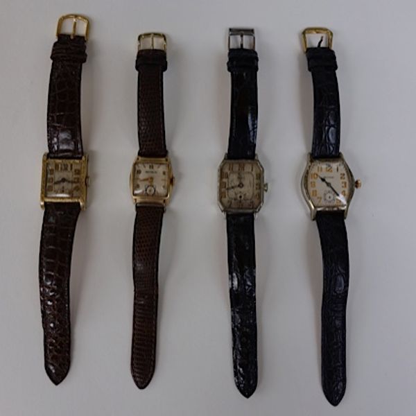 Set of 4 Antique Vintage Watches - Waltham, Delmar, Benrus, Multi Brand ...