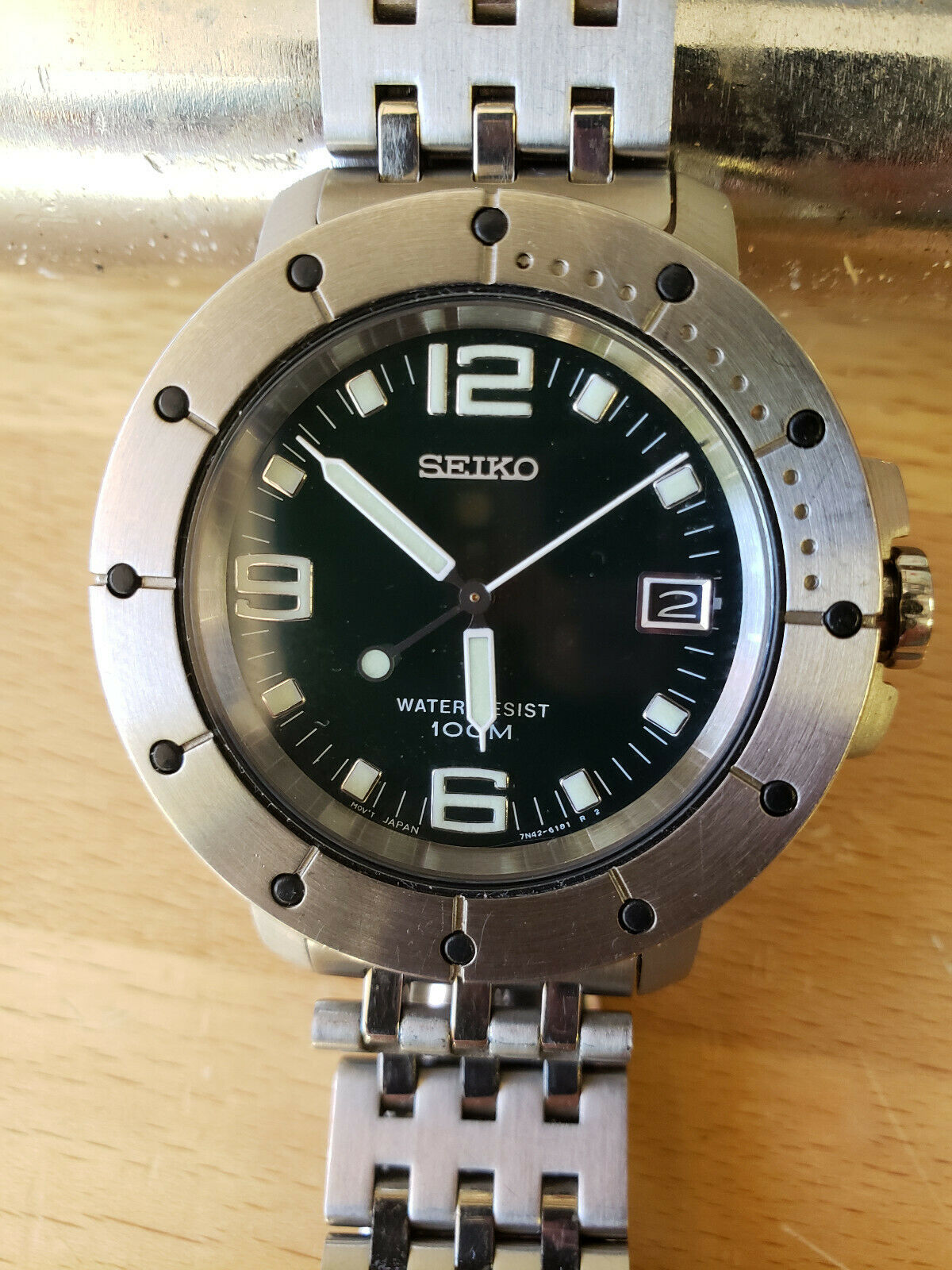 Seiko Diver 7n42-6130, green face, 39mm, serial #850251. | WatchCharts