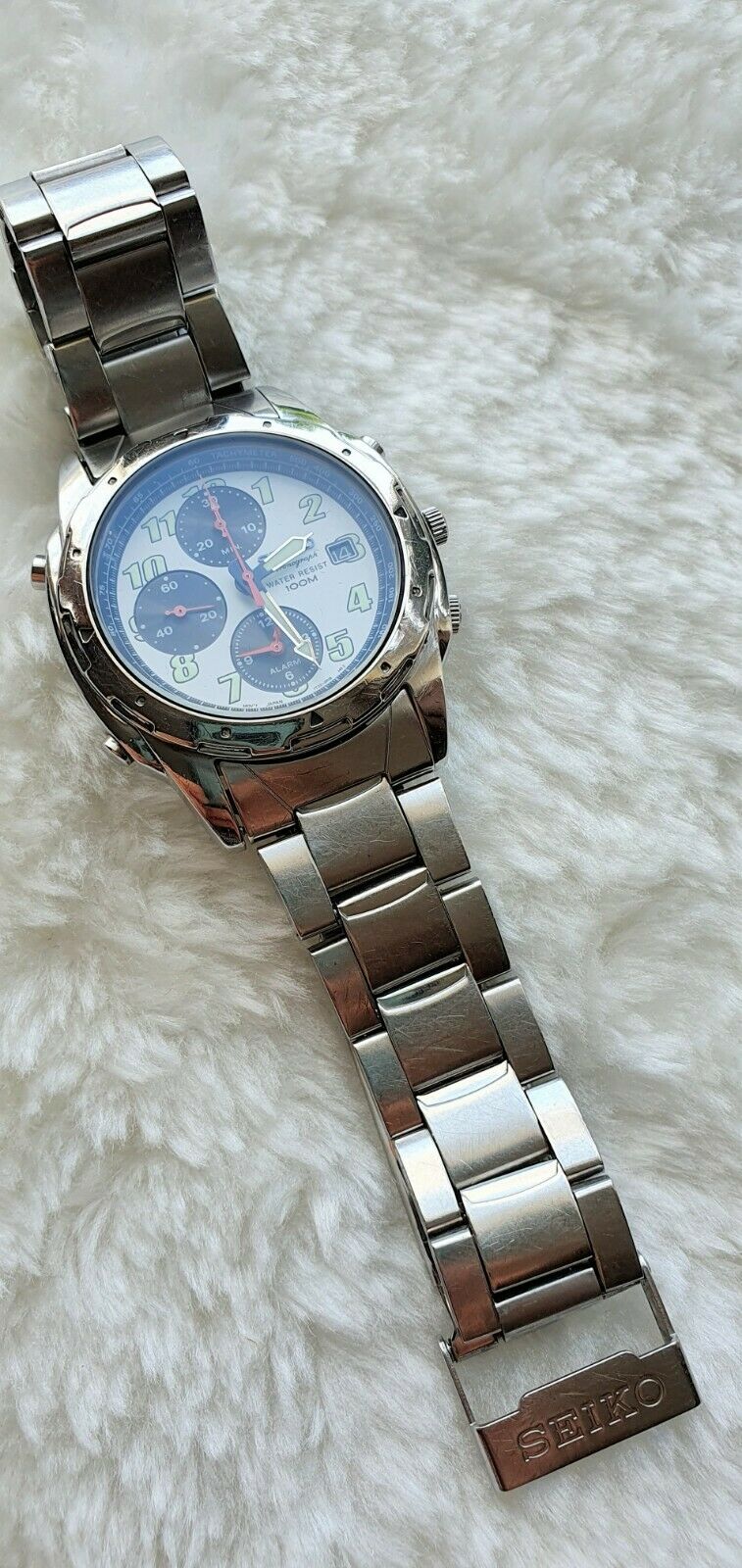 Seiko 7T32 6M30 alarm chronograph. Panda dial. Sept 1999. Boxed