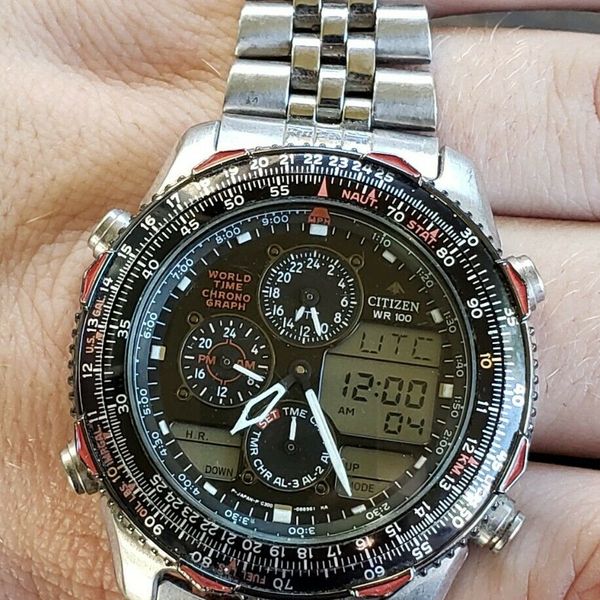 Vtg Citizen Navihawk C300 WR100 Mens Watch Quartz New Battery WatchCharts