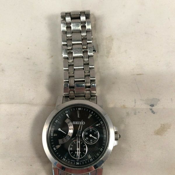 Seiko Stainless Steel Chronograph Watch, 660809 Textured Black Dial ...