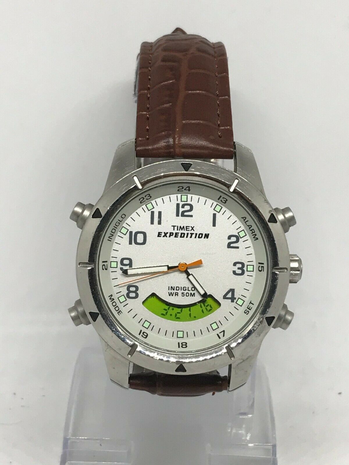 Timex EXPEDITION Indiglo Men 930 W6 Ana Dig. Watch Brand New Brown