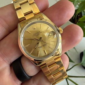 Rolex 9708 1970 gold K18YG 750 precision new leather belt men'