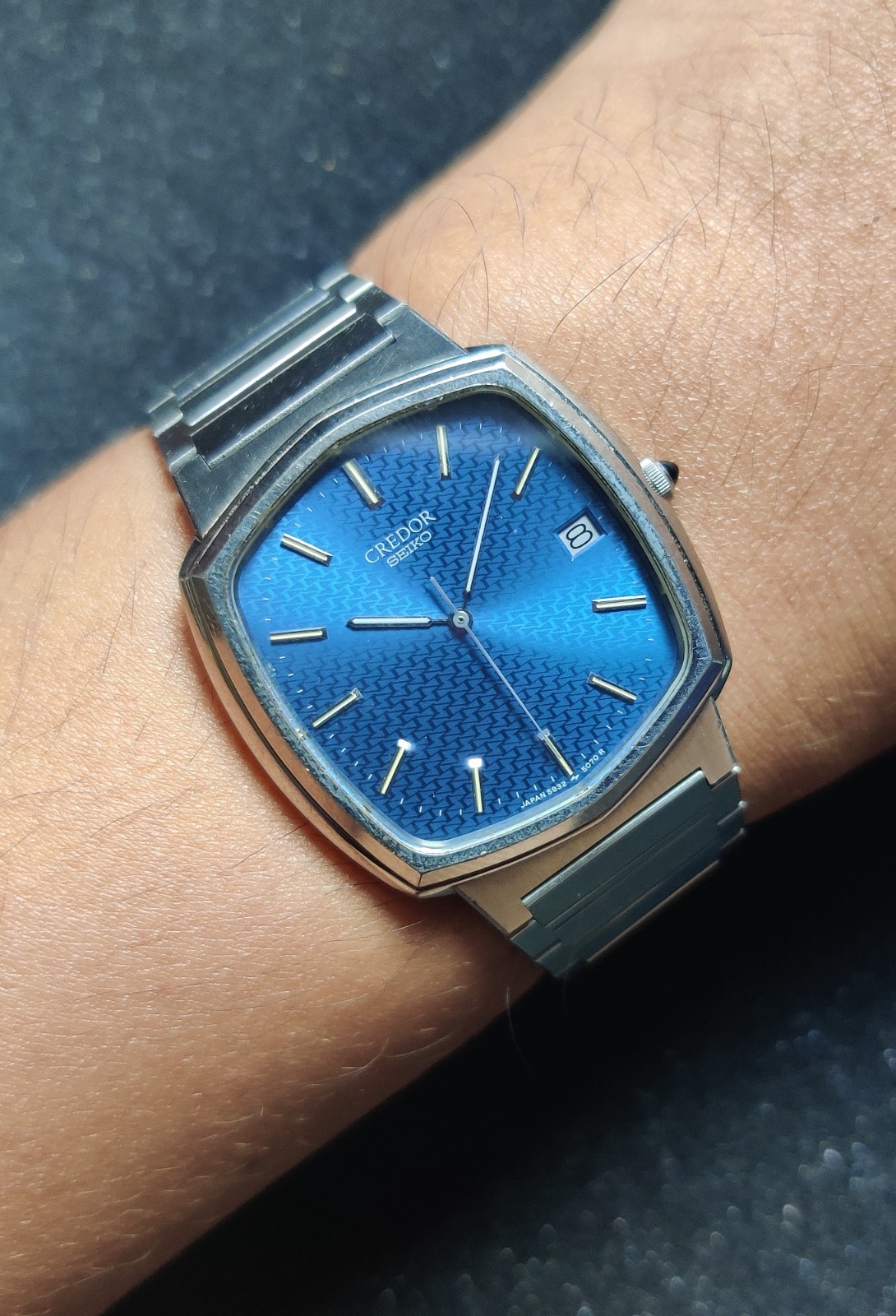 Rare Vintage Seiko Credor 5932-5040 KEH021 Blue Dial Quartz Watch