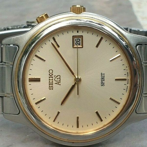 Seiko AGS Spirit 5M22-7A40 May 1994 Gold Plated Mens Quartz Japan 