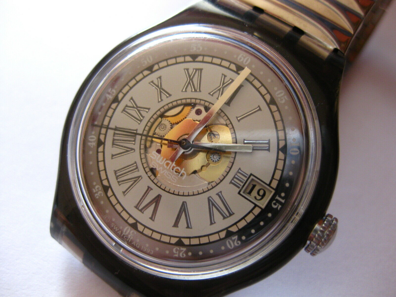 1993 SWATCH SWISS AUTOMATIC 23 JEWELS ETA DATE SKELETON DIAL