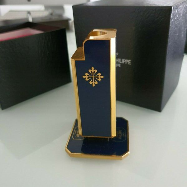 PATEK PHILIPPE 80's Blue Lacquered Cigar Lighter Holder Box Display