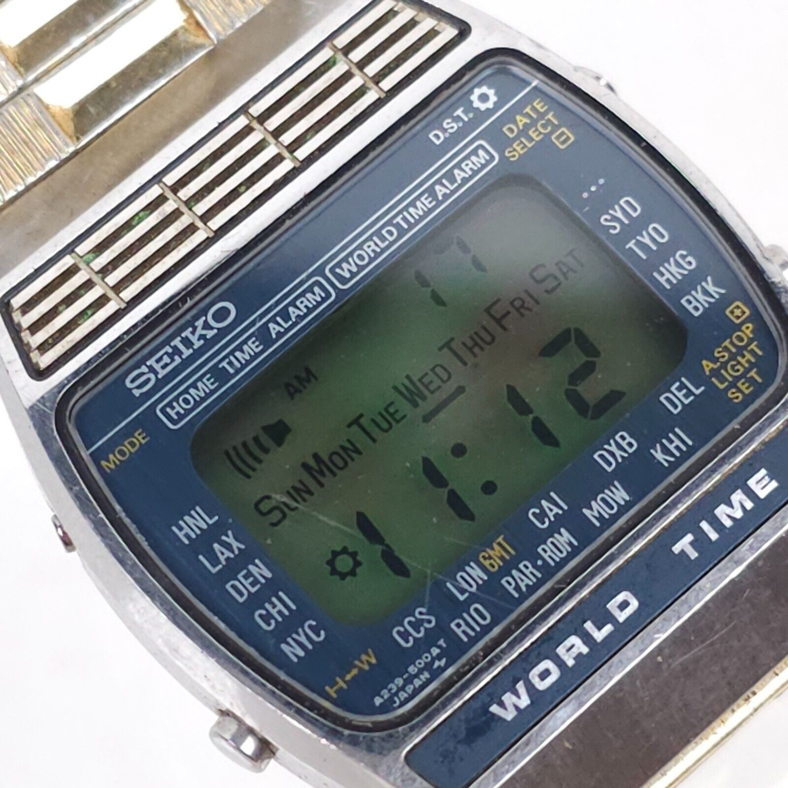 Vintage SEIKO A239-502A Stainless Steel World Time Quartz