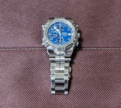 Seiko Chronograph 7T32-6K40 Quartz Blue Dial Date Alarm Arabia
