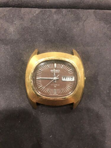 Vintage Seiko 7006-5000 Gold Plated Watch Brown Dial. Automatic 17J Day ...