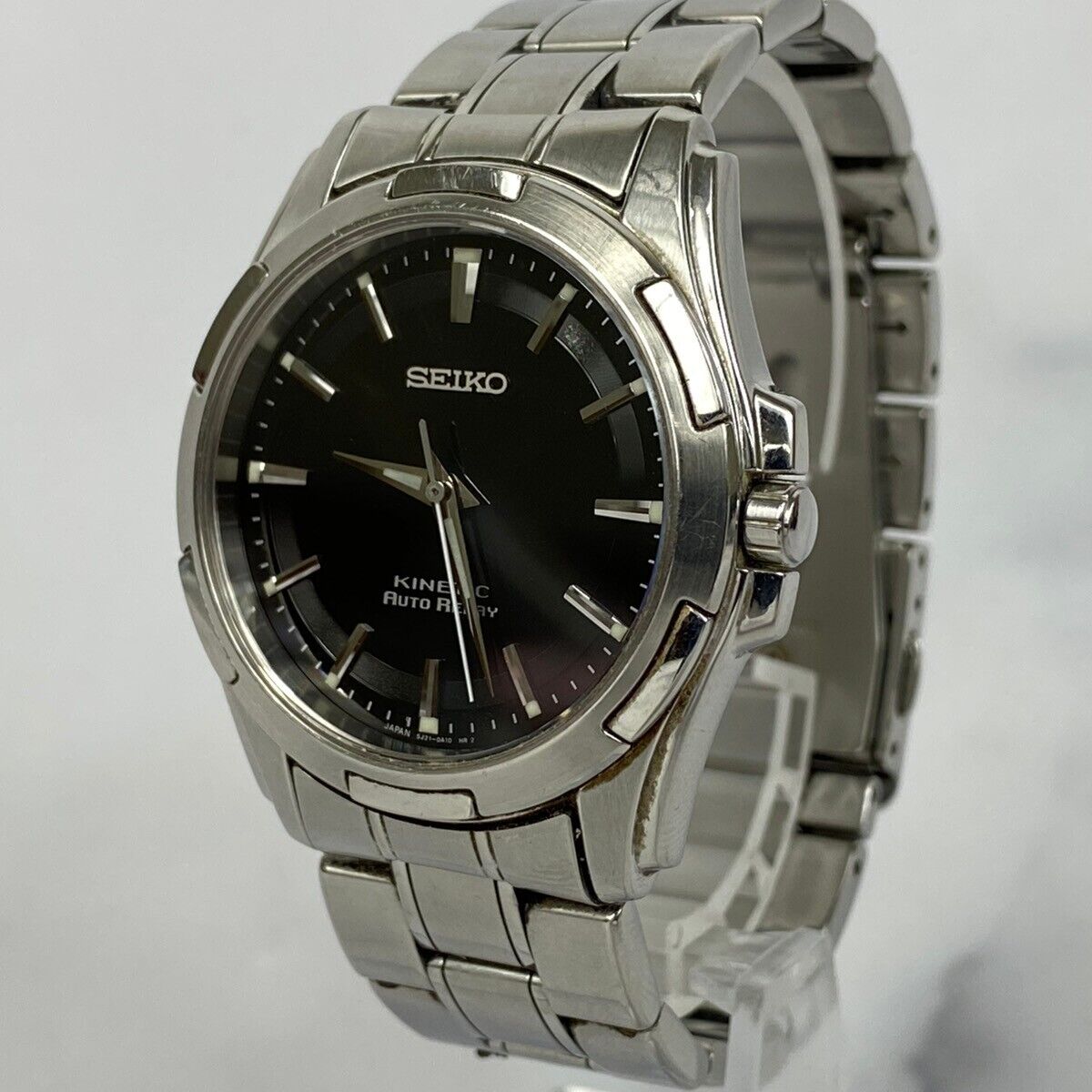 SEIKO KINETIC AUTO RELAY 5J21-0A10 Quartz Black Dial Mens