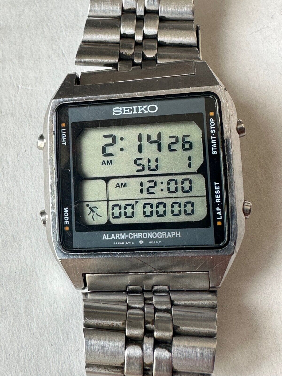 Vintage Seiko A714 5060 RUNNING MAN Digital LCD Chronograph Watch