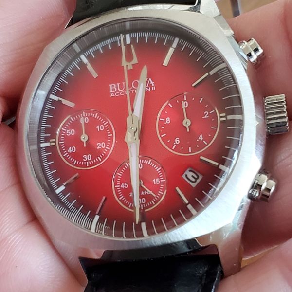 FS Bulova Accutron II Surveyor 96B238 Red Dial Black Red Leather Strap WatchCharts Marketplace