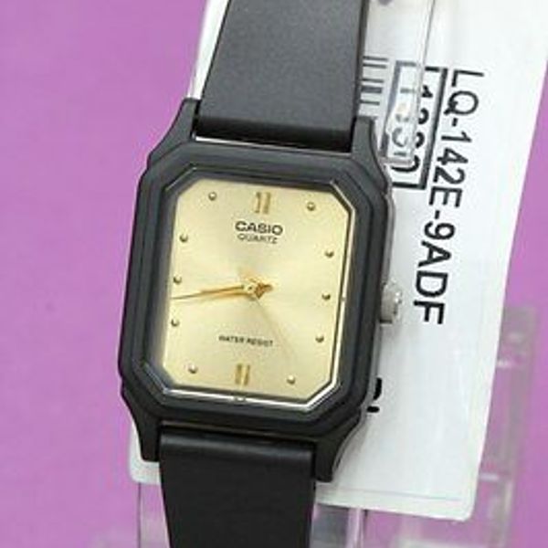 Lq 142e 9a Black Glod Casio Watch Plastic Water Resist Analog Brand New Watchcharts
