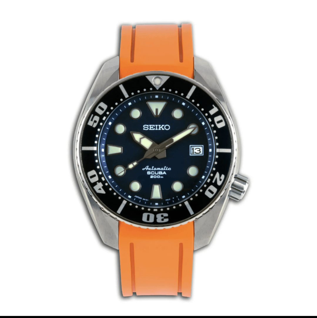 WTS Crafter Blue Fitted Orange Rubber Strap for Seiko Sumo