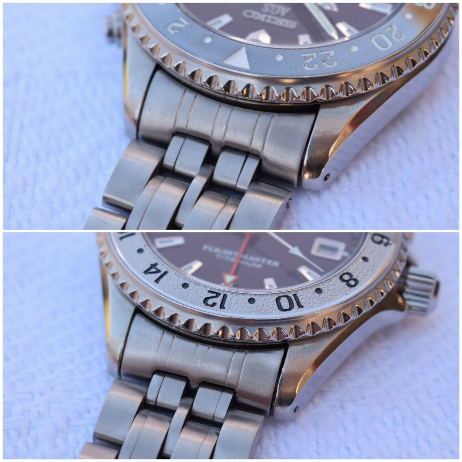 Seiko AGS Kinetic Flightmaster 5M45-6A50 GMT Titanium Pilot Watch