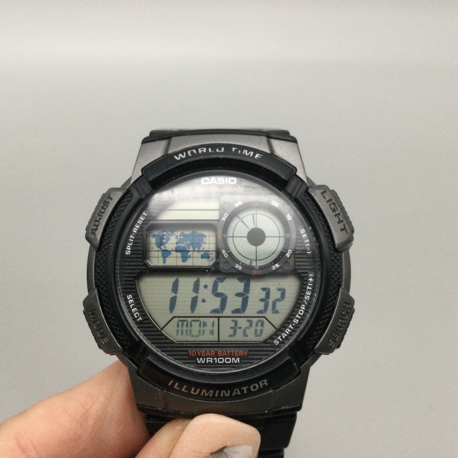 Casio Illuminator Digital Watch Men Black World Time 3198 AE 1000W Alarm 100M A2 WatchCharts Marketplace