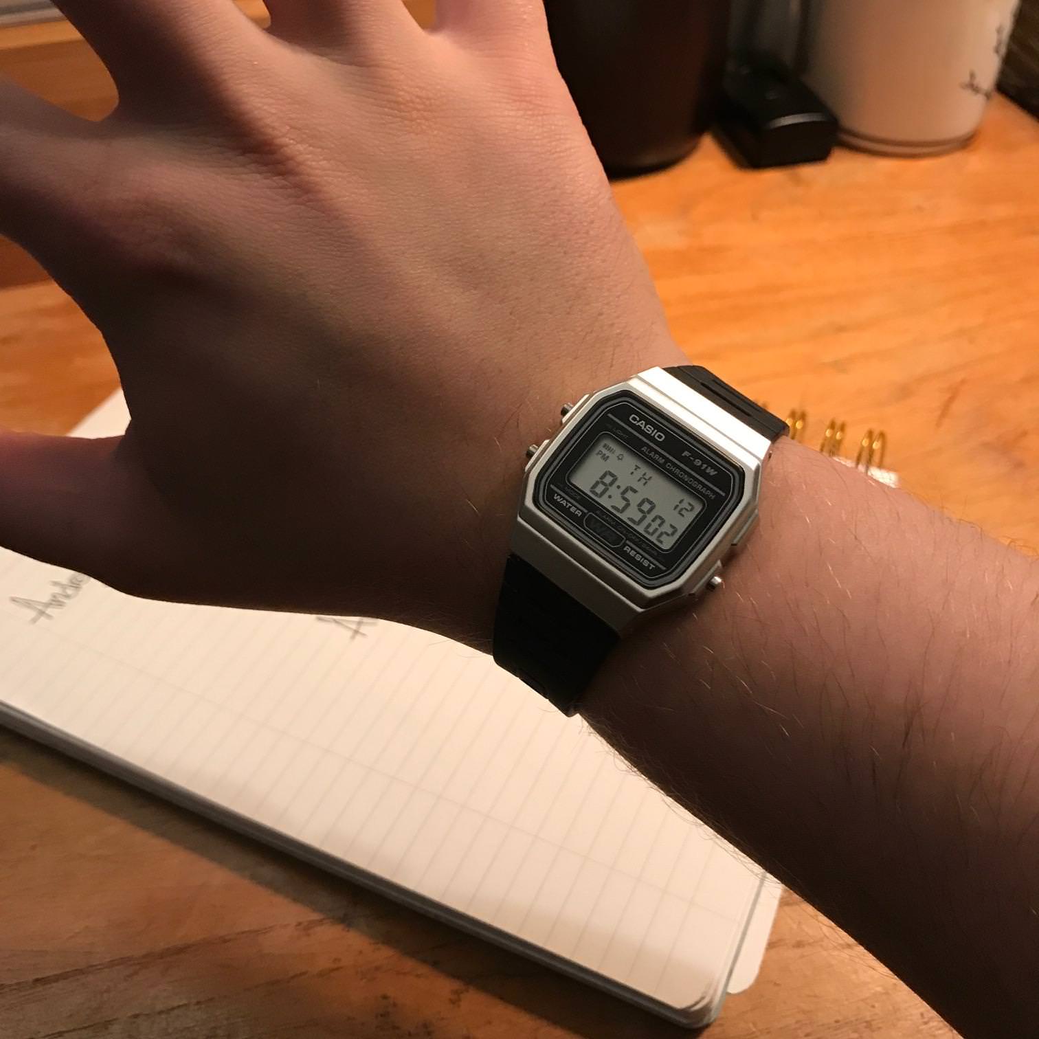 casio f91w silver