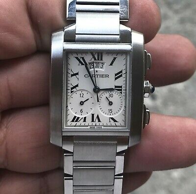 CARTIER Tank Francaise 2653 quartz chronograph watch steel working