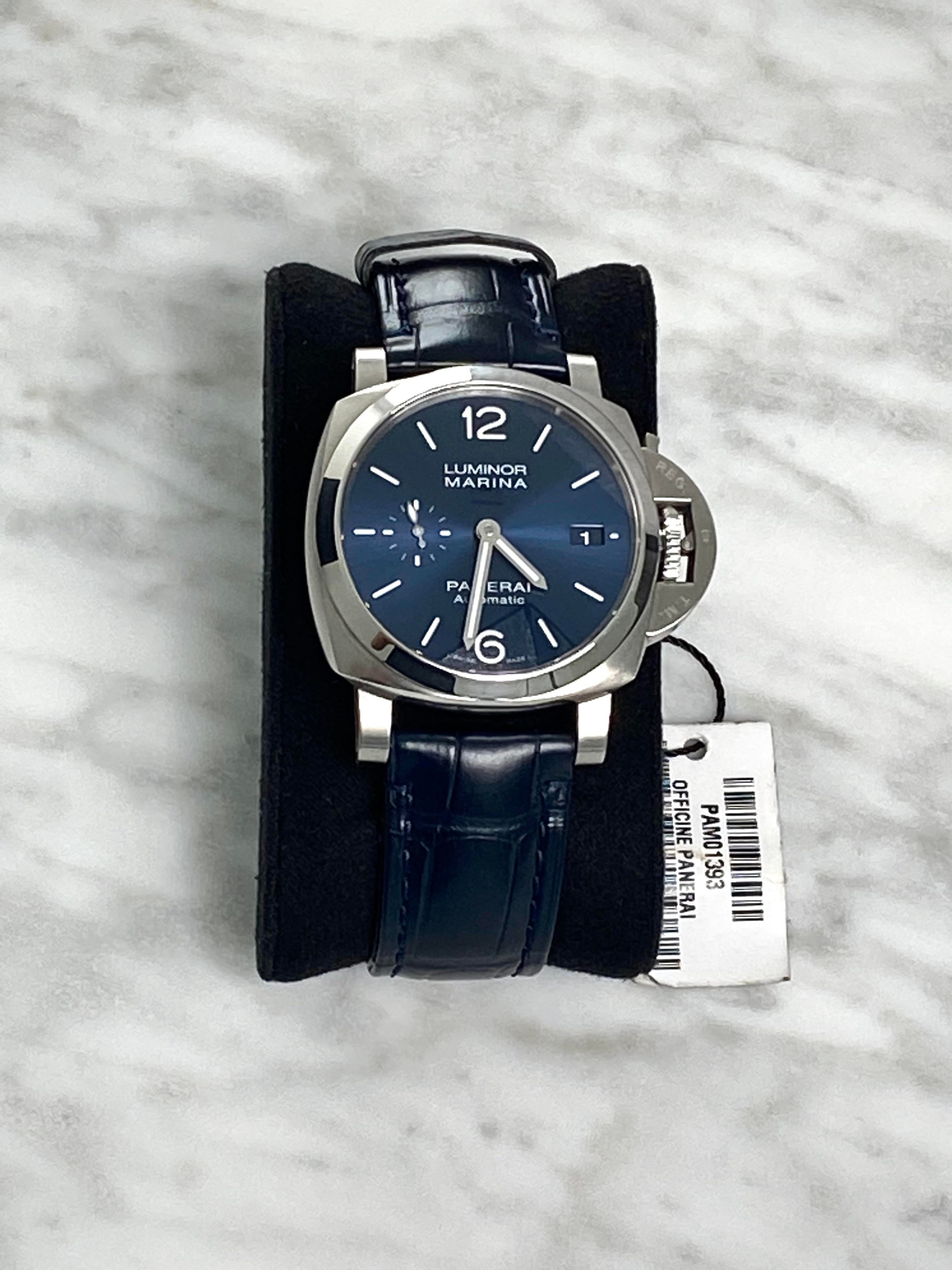 WTS Panerai Luminor Marina PAM01393 blue dial stainless steel