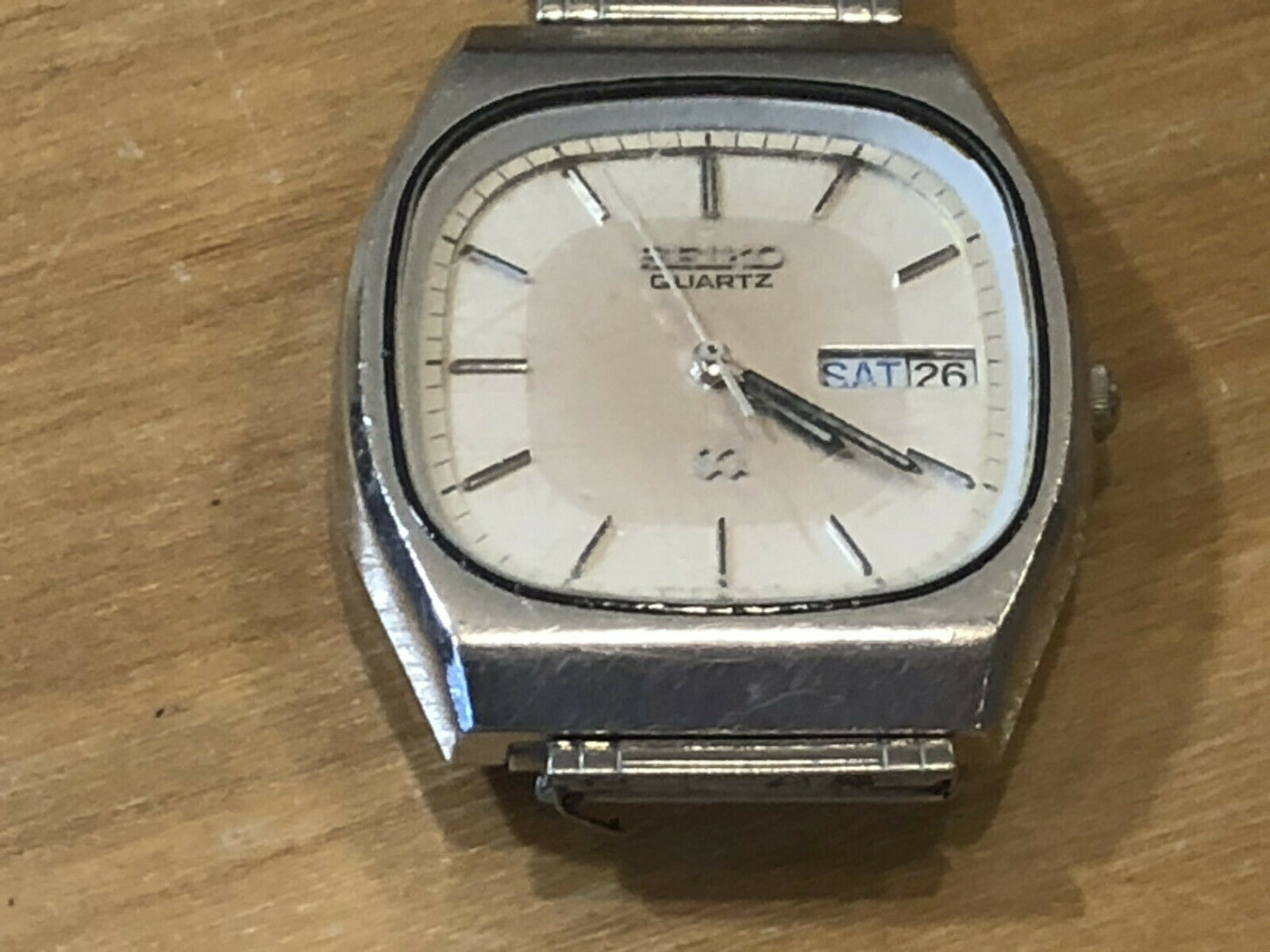 Vintage Seiko SQ Rectangular Stainless Steel Quartz Wrist Watch