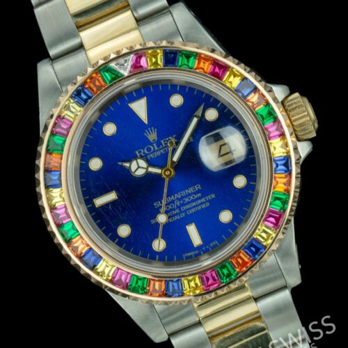 Rolex submariner rainbow bezel sale