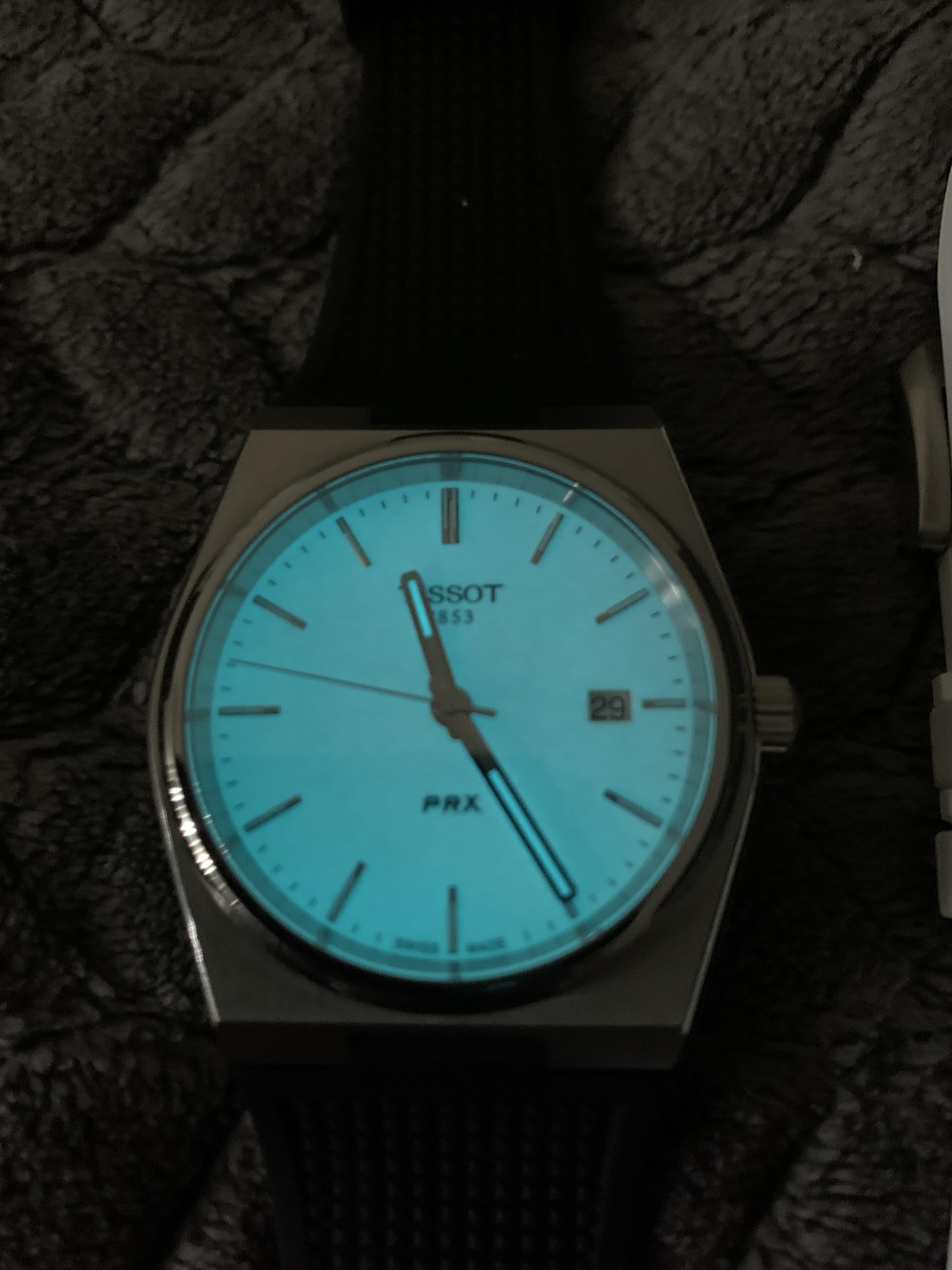 WTS TWO 2 BEAUTIFUL WHITE FULL LUME DIAL TISSOT PRX QUARTZ 40mm