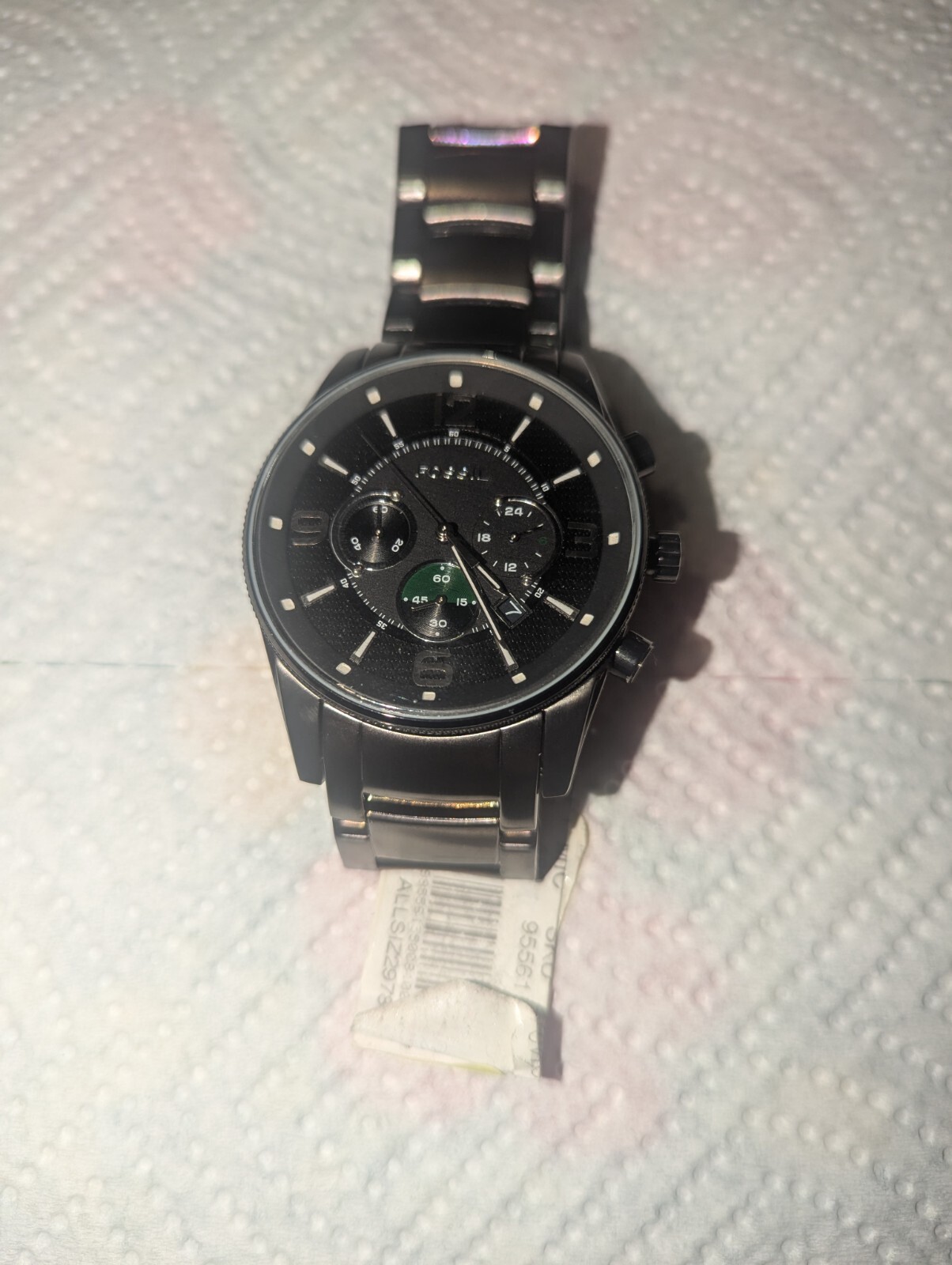 Fossil Black Ion-plated Stainless Gunmetal Chronograph Wristwatch