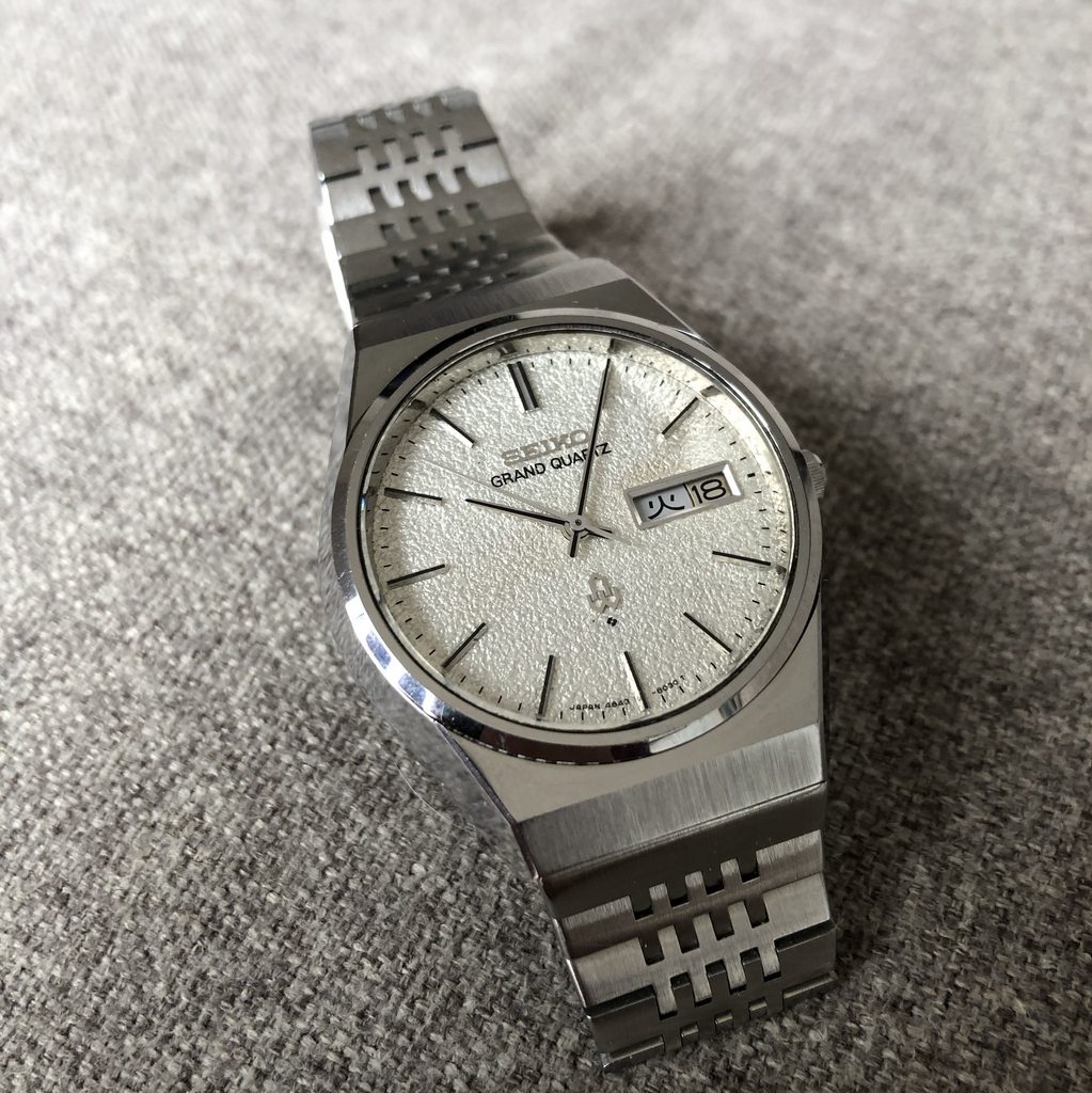 SEIKO GRAND QUARTZ 4843-8050 クォーツ 腕時計 不動 Seiko Grand Quartz 4843-8050 Day-Date Silver Dial Vintage