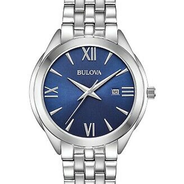 Bulova Quartz Classic Blue Dial Date Display Stainless Steel Men's ...