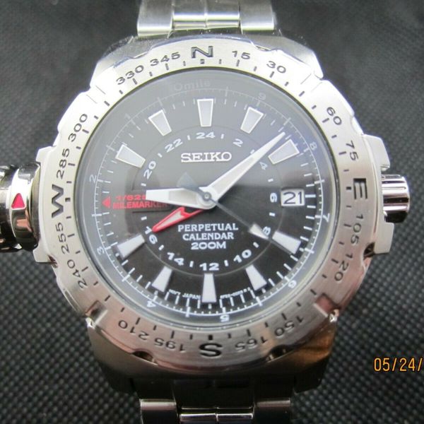 Seiko Perpetual Calendar Map Meter 200M GMT 8F56-00R8 Mens Watch ...